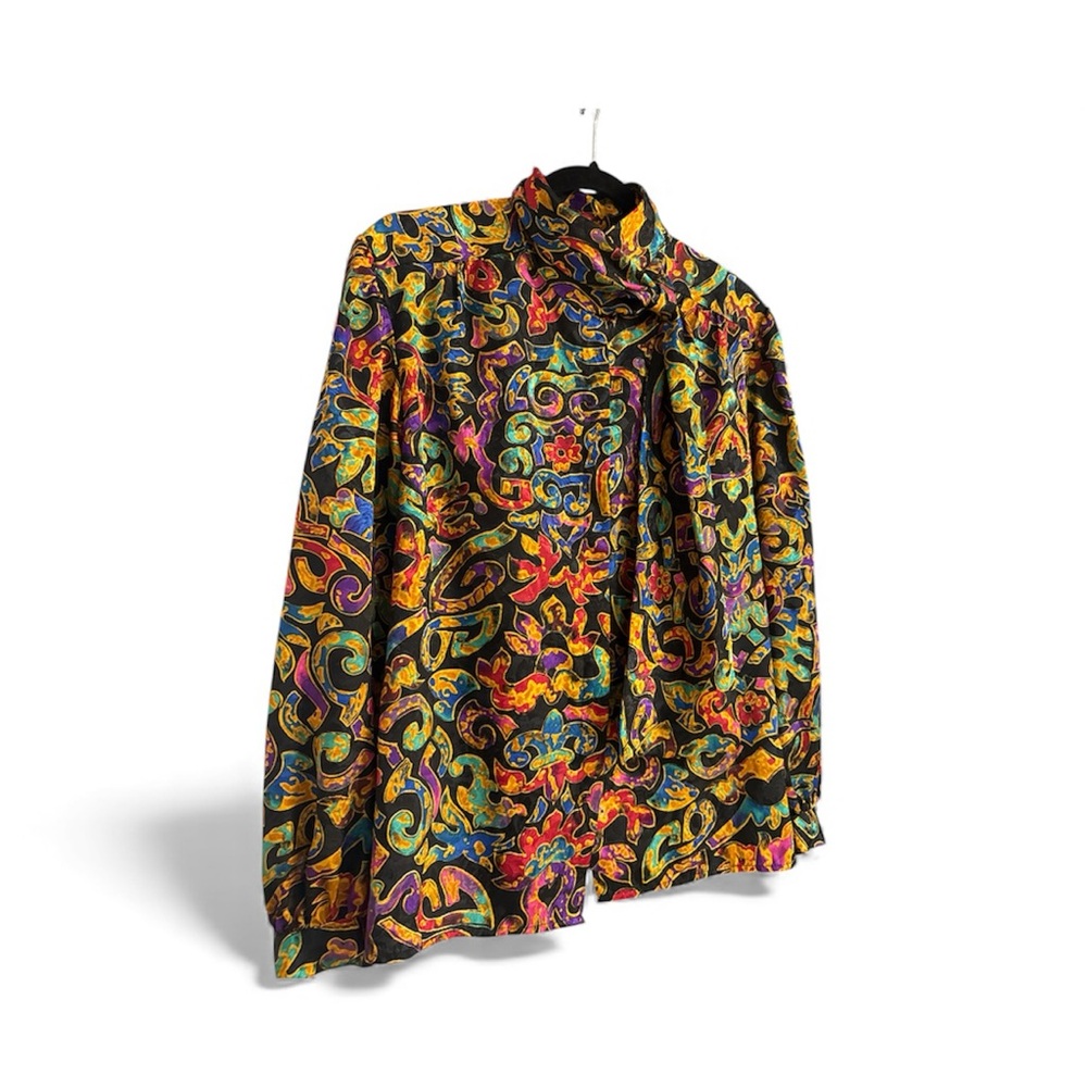 Multicolor Patterned Silk Like Blouse